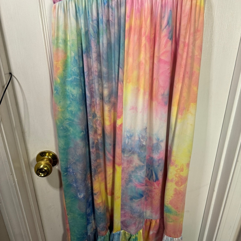 Angelic Tie-Dye Maxi Dress in Pastel Rainbow - Picture 6 of 9